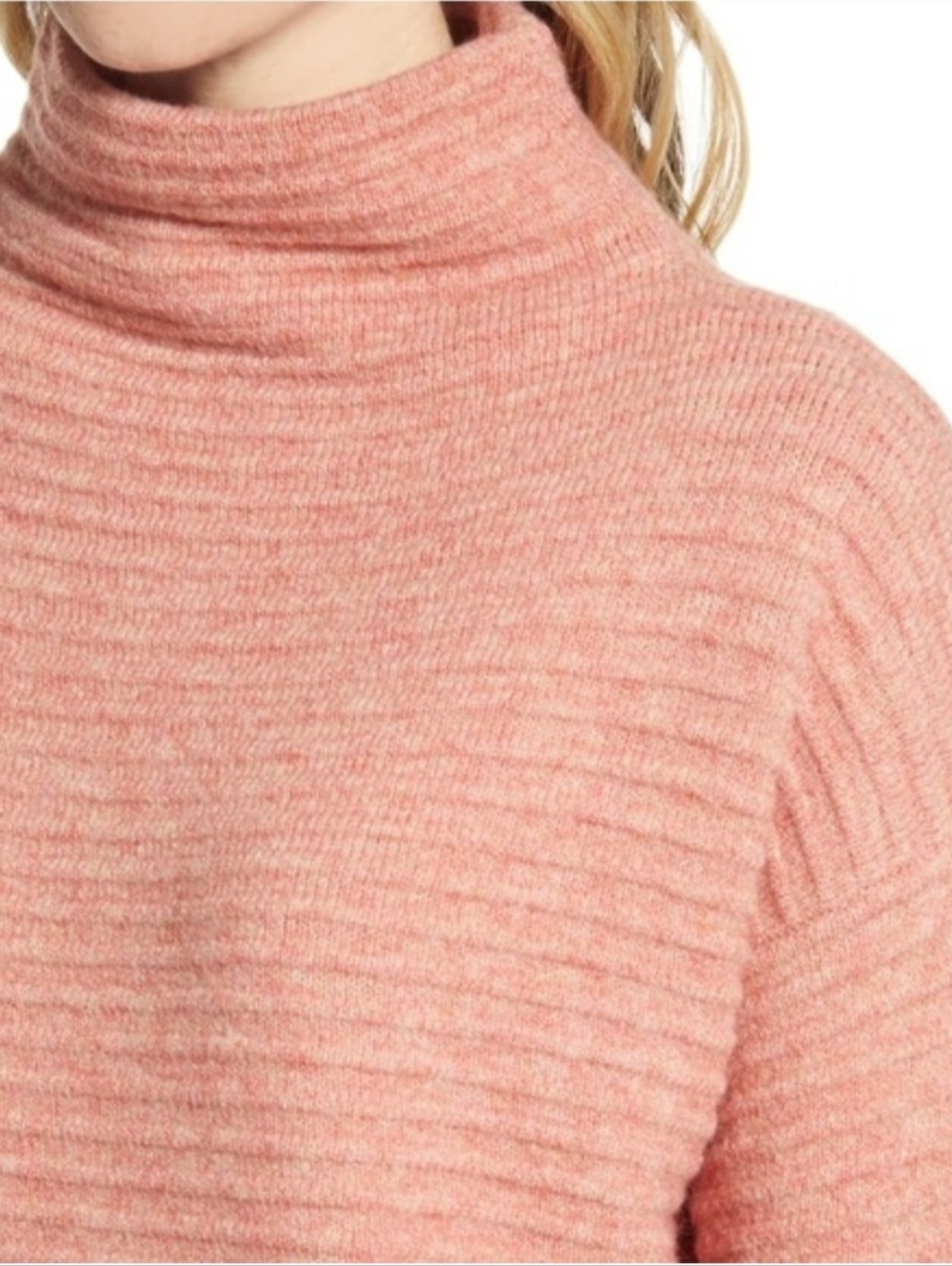 Madewell Belmont Mock Neck Sweater in Heather Peach - Size XL